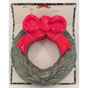 John Derian 16” Lit Wreath with bow Holiday Blow Mold Light Up
